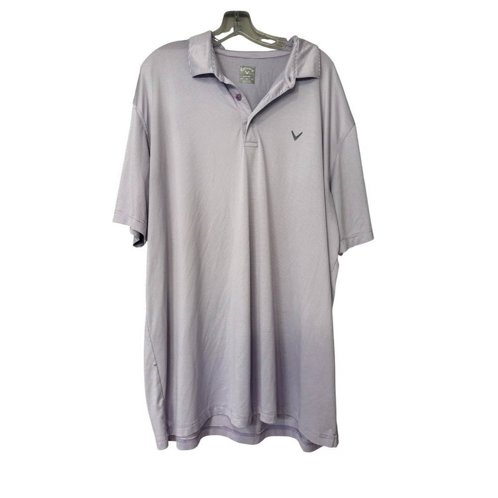 Callaway Mens XXL Opti-Dri Purple Micro Stripe Short Sleeve Golf Polo Shirt